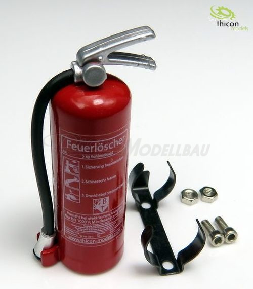 Feuerlöscher mit Halter rot und Aufkleber