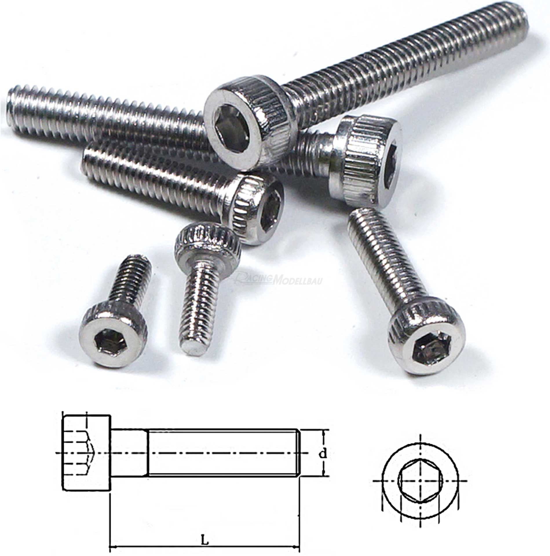 Zyl.kopfschrauben Innens.kant M2x20mm