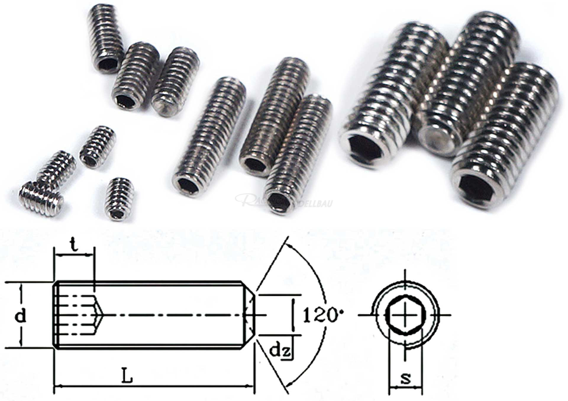 Gewindestifte Innensechskant M2x3mm 30 Stück