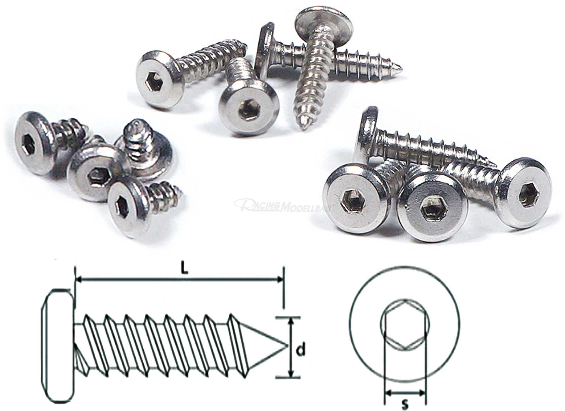 Blechschrauben Innens.kant Flachkopf 2x4mm