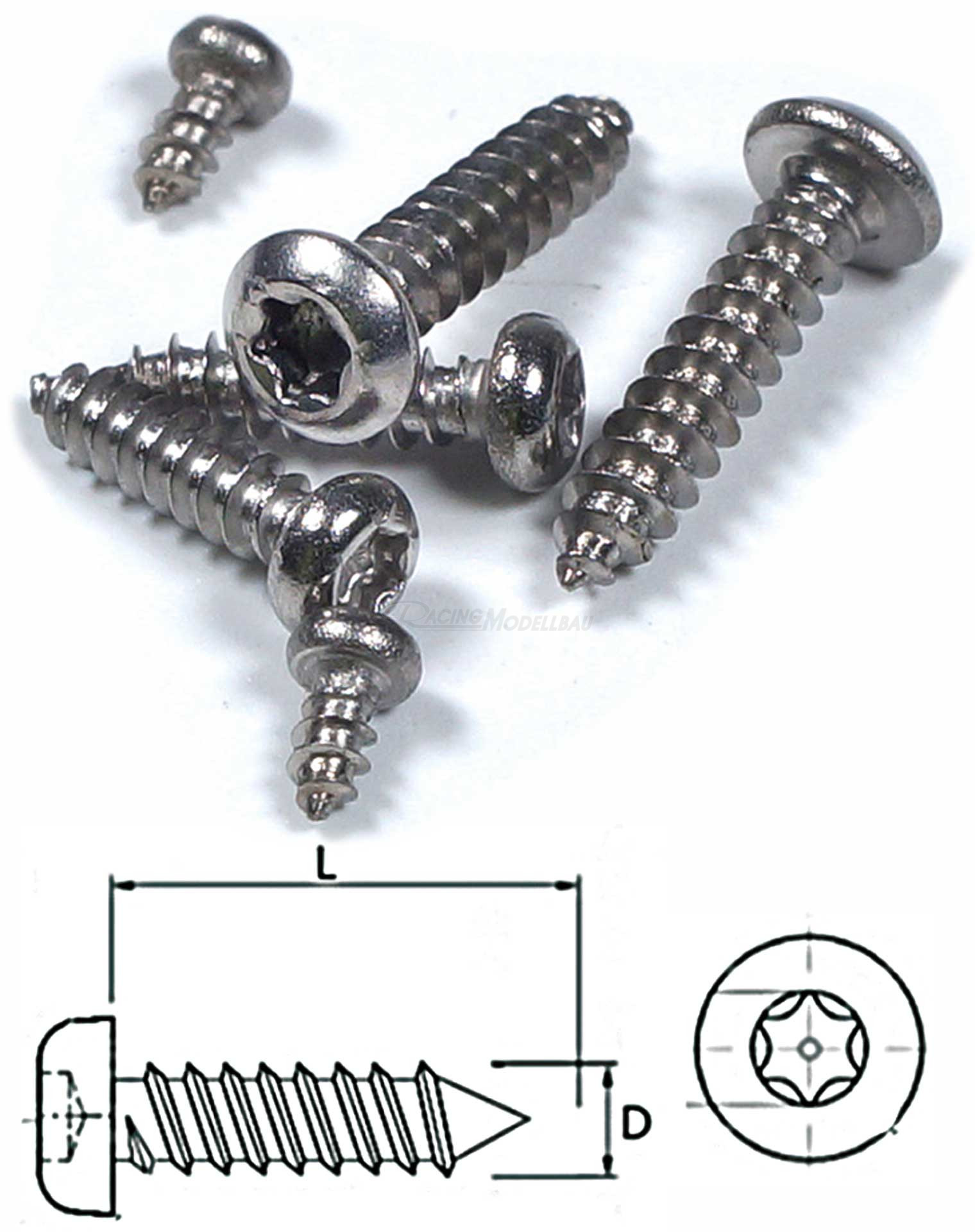 Blechschrauben TX 2x4mm 30 Stück