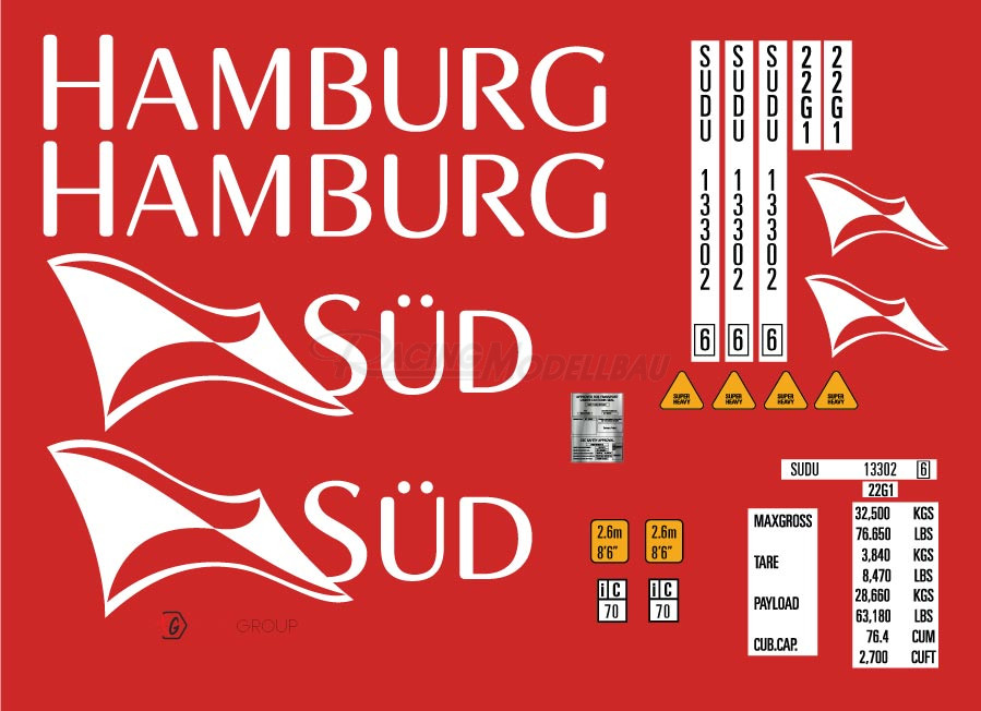 Hamburg Süd Waterslide-Decal 1/14